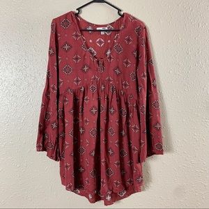 Amuse Society Red Boho Tunic Mini Dress Size Medium